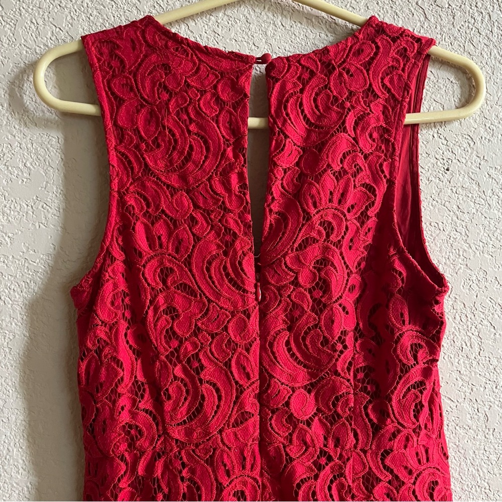 Anthropologie Moulinette Soeurs Sz 4 Jaeda Wide Leg Red Lace Jumpsuit Valentine - Picture 9 of 12
